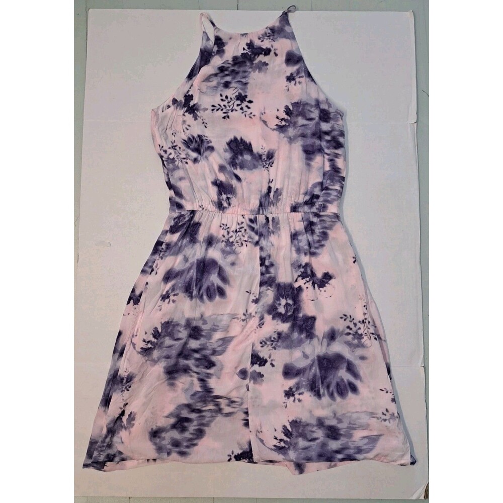 Simply Vera Vera Wang Pink & Purple Flora Tie-Dye Halter Dress Women's Size M - Picture 2 of 8